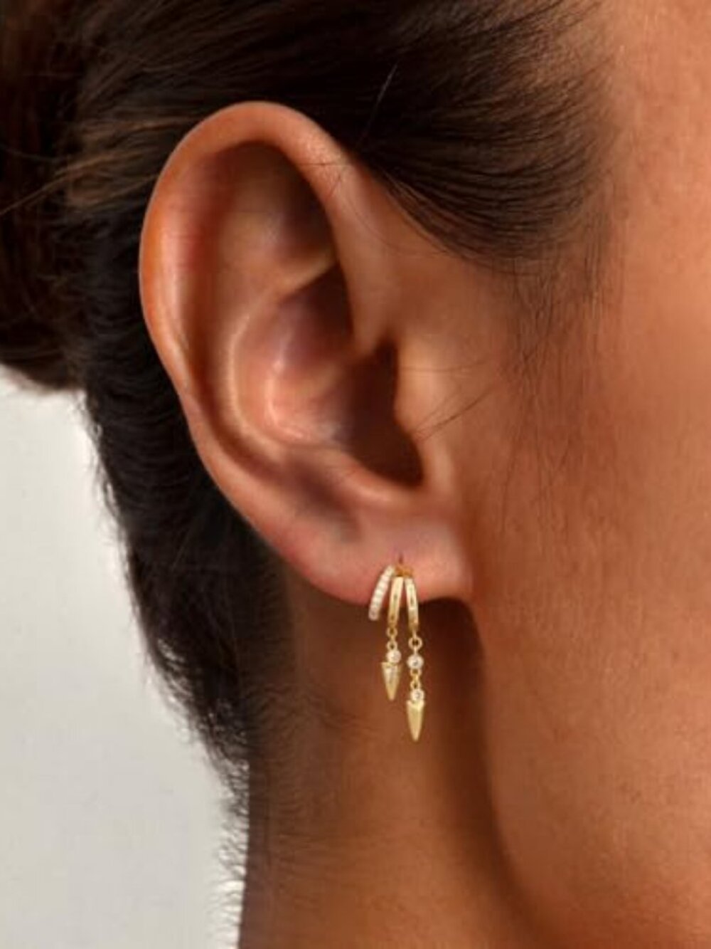 14K‎ Gold Plated Plated Dangle Drop Chain Moon Star Cross Dainty Ears for Women